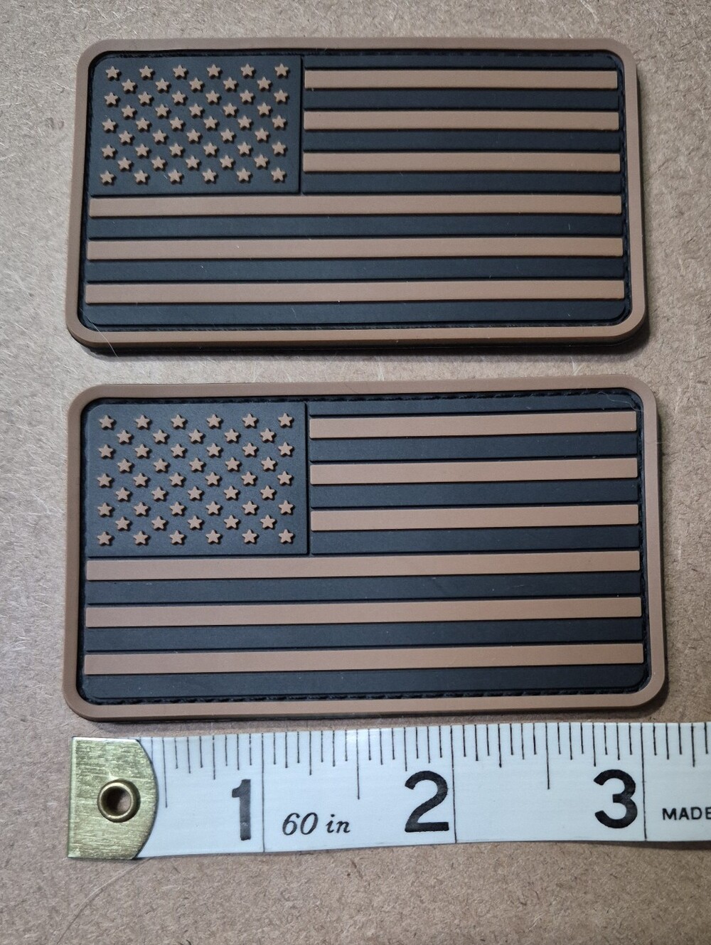 Set Of 2 US Flag PVC Patches — Black & Brown Tactical Patch